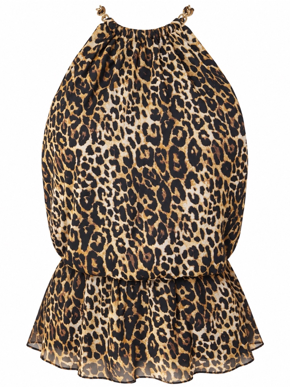 Coco Bianco Leopard Print Gold Chain Halter Top Size Large
